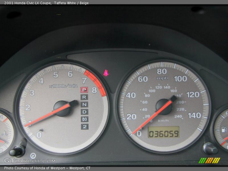 Taffeta White / Beige 2001 Honda Civic LX Coupe