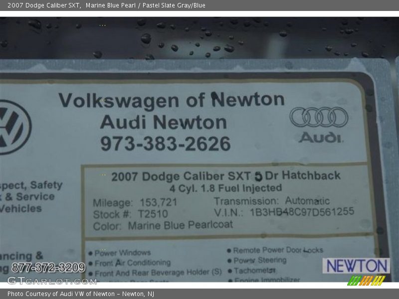 Marine Blue Pearl / Pastel Slate Gray/Blue 2007 Dodge Caliber SXT