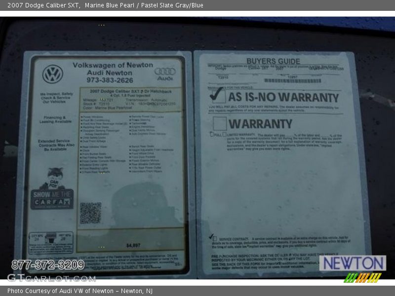 Marine Blue Pearl / Pastel Slate Gray/Blue 2007 Dodge Caliber SXT