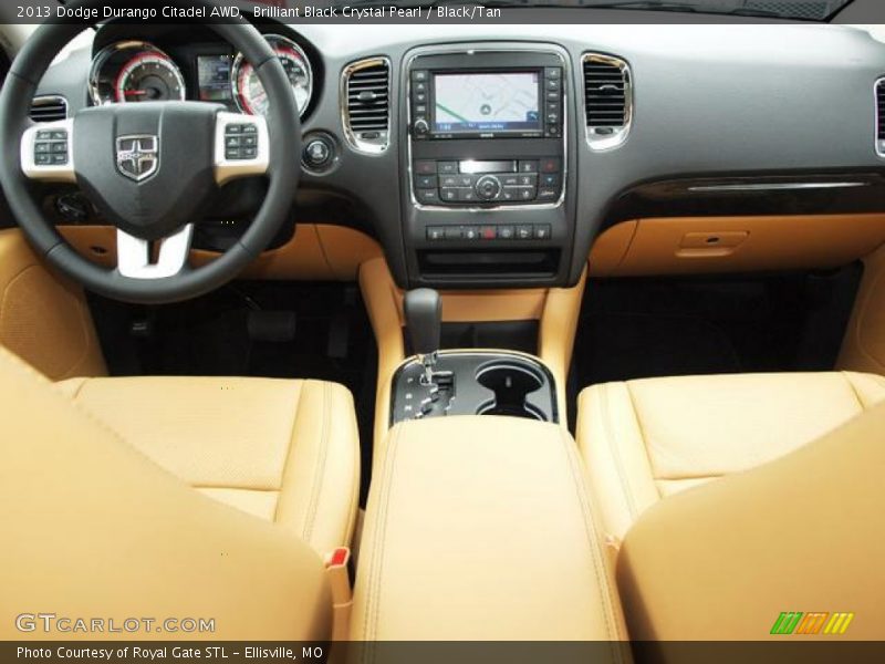 Brilliant Black Crystal Pearl / Black/Tan 2013 Dodge Durango Citadel AWD