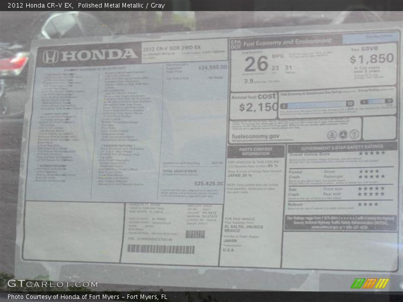 Polished Metal Metallic / Gray 2012 Honda CR-V EX