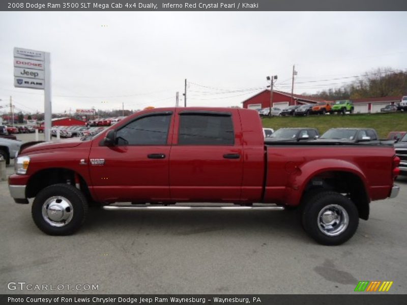 Inferno Red Crystal Pearl / Khaki 2008 Dodge Ram 3500 SLT Mega Cab 4x4 Dually