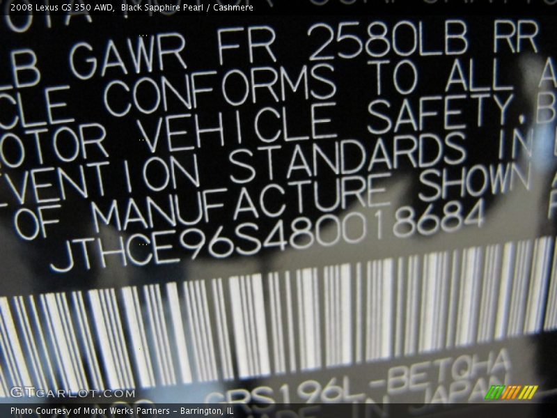 Black Sapphire Pearl / Cashmere 2008 Lexus GS 350 AWD