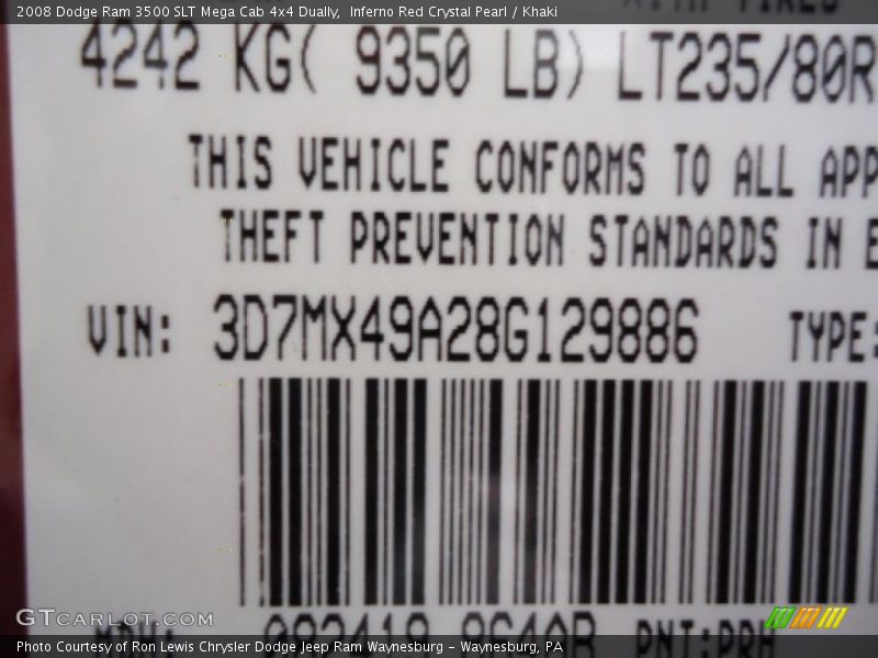 Inferno Red Crystal Pearl / Khaki 2008 Dodge Ram 3500 SLT Mega Cab 4x4 Dually