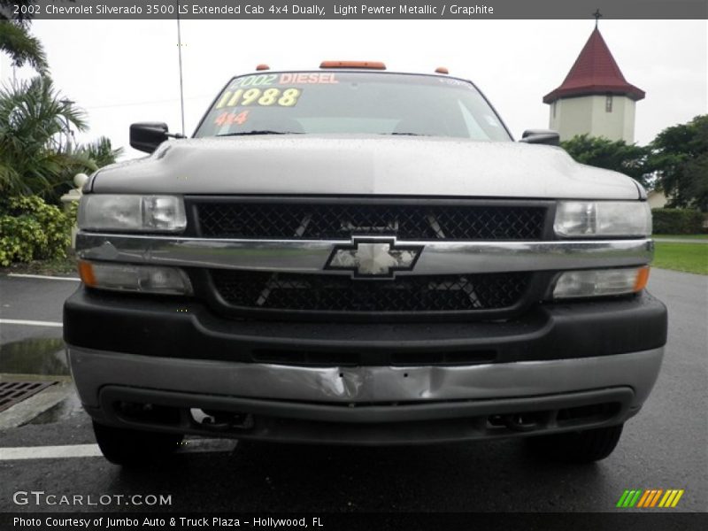 Light Pewter Metallic / Graphite 2002 Chevrolet Silverado 3500 LS Extended Cab 4x4 Dually