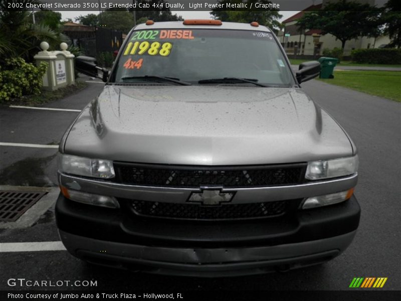 Light Pewter Metallic / Graphite 2002 Chevrolet Silverado 3500 LS Extended Cab 4x4 Dually