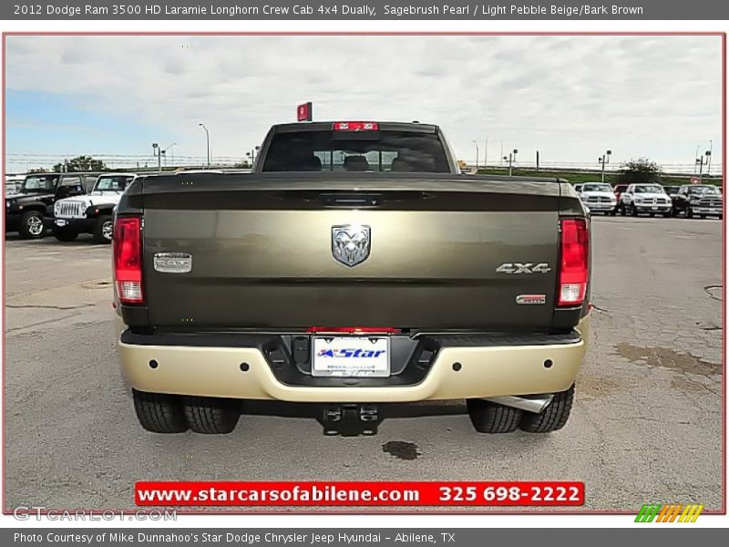 Sagebrush Pearl / Light Pebble Beige/Bark Brown 2012 Dodge Ram 3500 HD Laramie Longhorn Crew Cab 4x4 Dually