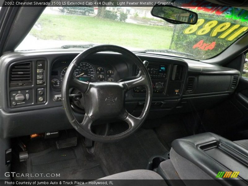 Light Pewter Metallic / Graphite 2002 Chevrolet Silverado 3500 LS Extended Cab 4x4 Dually