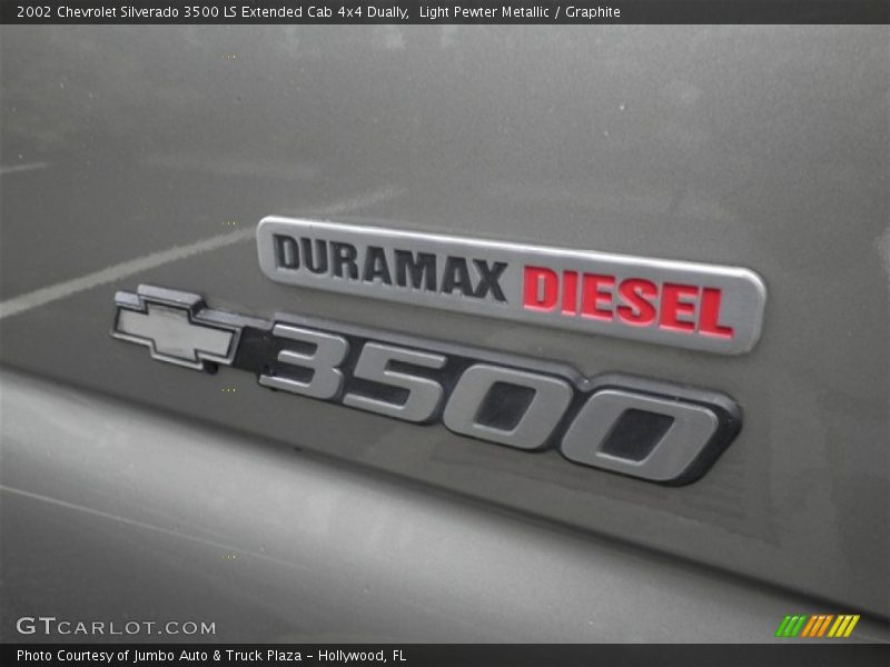 Light Pewter Metallic / Graphite 2002 Chevrolet Silverado 3500 LS Extended Cab 4x4 Dually