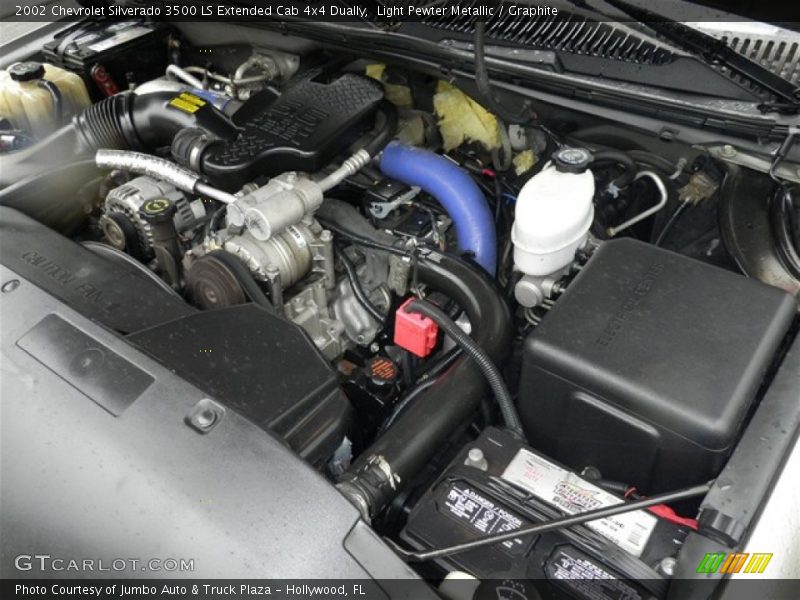 Light Pewter Metallic / Graphite 2002 Chevrolet Silverado 3500 LS Extended Cab 4x4 Dually