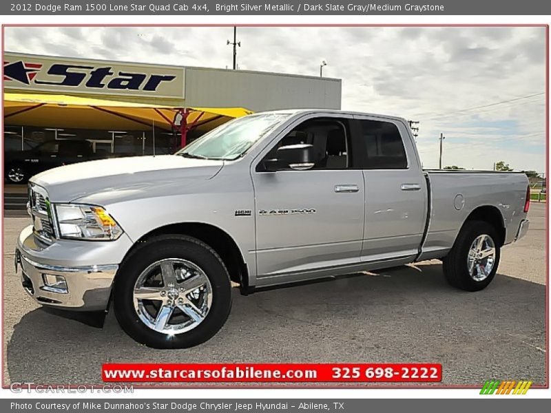 Bright Silver Metallic / Dark Slate Gray/Medium Graystone 2012 Dodge Ram 1500 Lone Star Quad Cab 4x4