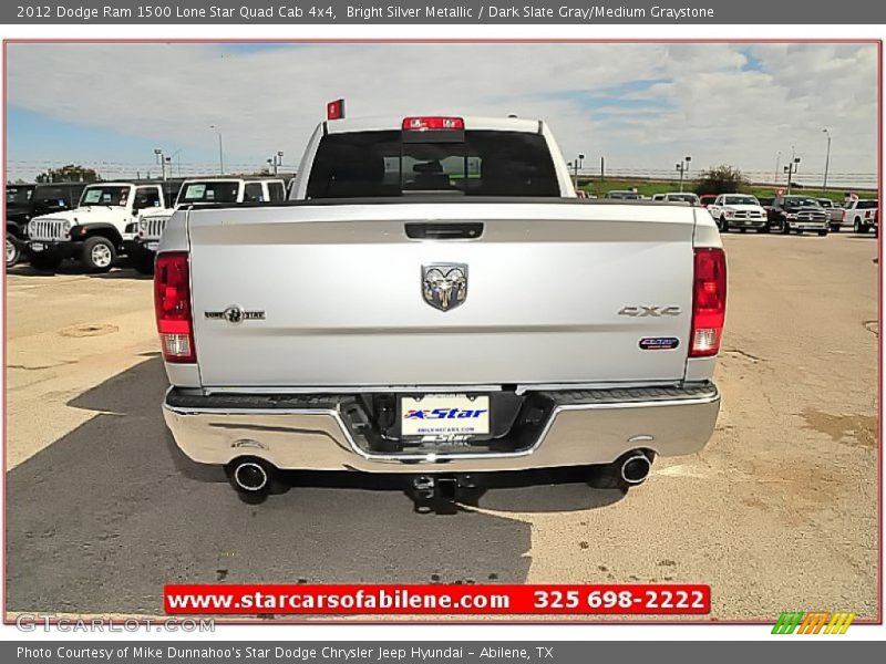 Bright Silver Metallic / Dark Slate Gray/Medium Graystone 2012 Dodge Ram 1500 Lone Star Quad Cab 4x4