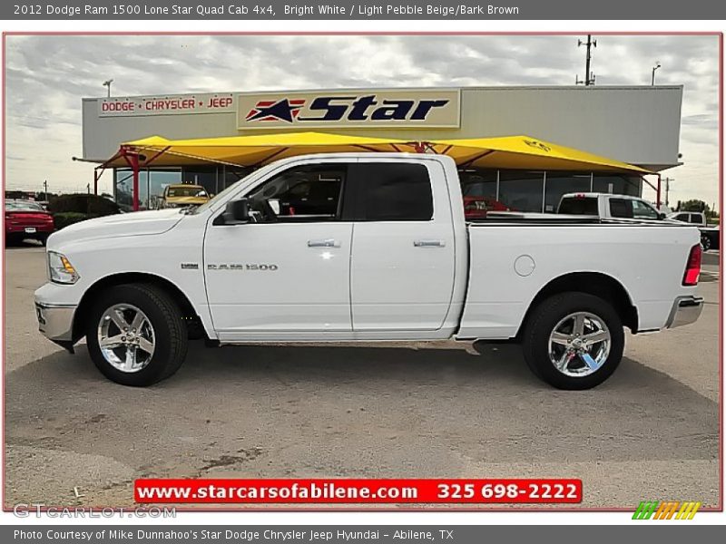 Bright White / Light Pebble Beige/Bark Brown 2012 Dodge Ram 1500 Lone Star Quad Cab 4x4