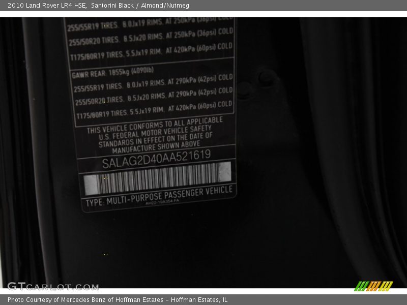 Santorini Black / Almond/Nutmeg 2010 Land Rover LR4 HSE