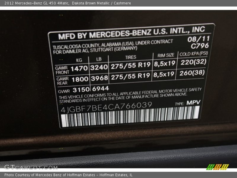 Dakota Brown Metallic / Cashmere 2012 Mercedes-Benz GL 450 4Matic