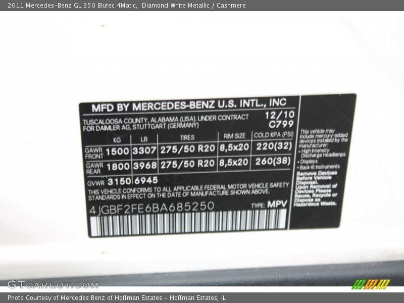 Diamond White Metallic / Cashmere 2011 Mercedes-Benz GL 350 Blutec 4Matic