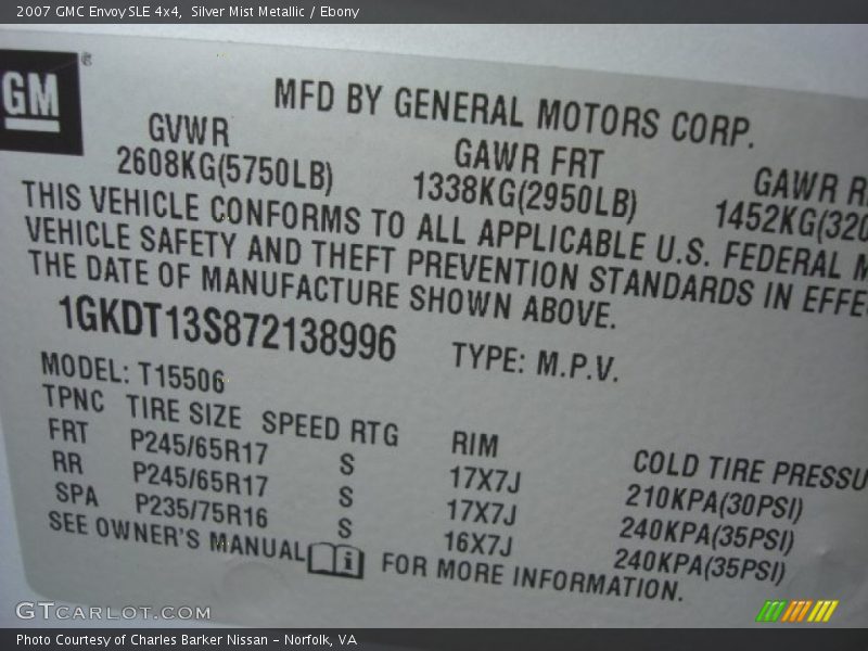 Silver Mist Metallic / Ebony 2007 GMC Envoy SLE 4x4