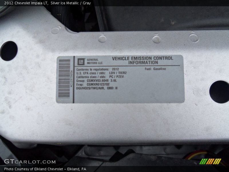 Silver Ice Metallic / Gray 2012 Chevrolet Impala LT