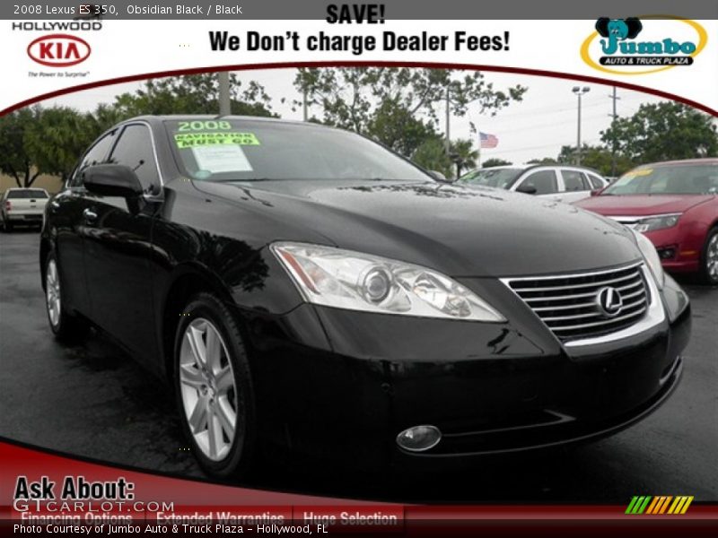 Obsidian Black / Black 2008 Lexus ES 350