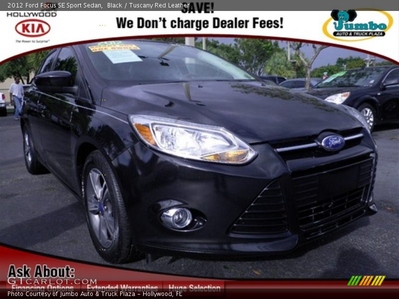 Black / Tuscany Red Leather 2012 Ford Focus SE Sport Sedan
