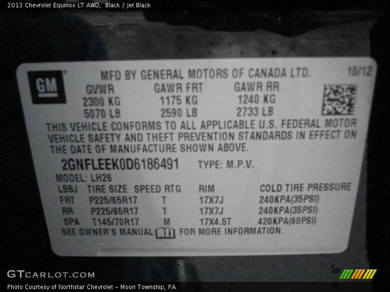 Black / Jet Black 2013 Chevrolet Equinox LT AWD