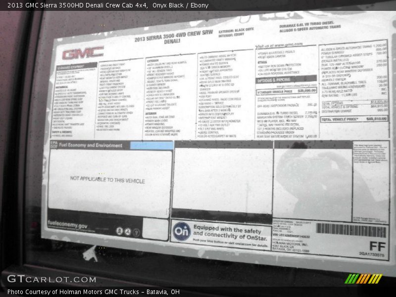  2013 Sierra 3500HD Denali Crew Cab 4x4 Window Sticker