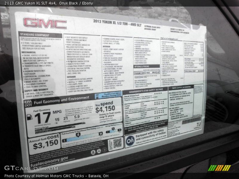  2013 Yukon XL SLT 4x4 Window Sticker