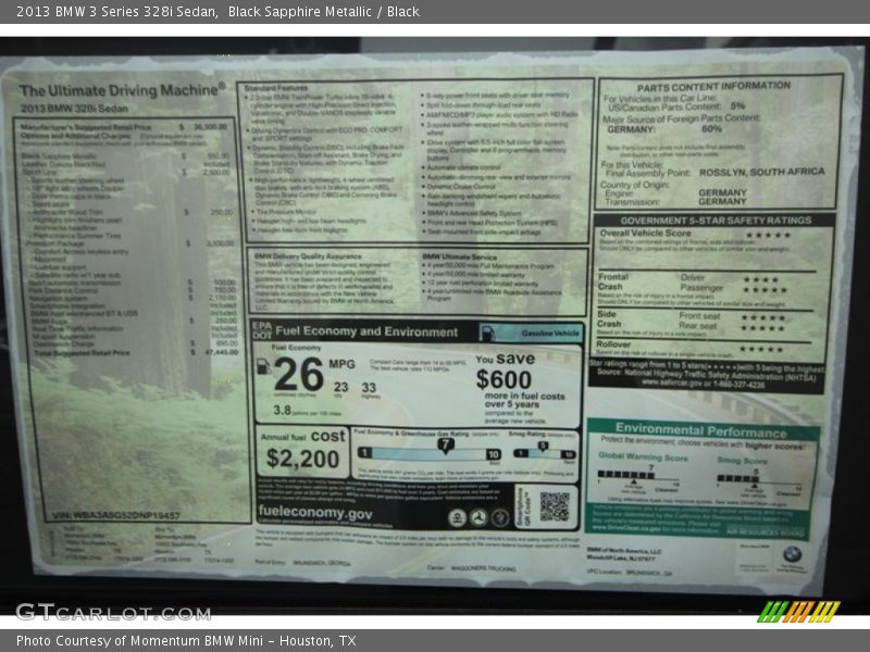 Black Sapphire Metallic / Black 2013 BMW 3 Series 328i Sedan