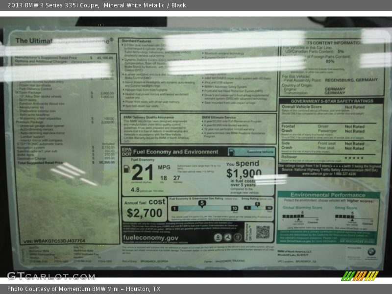 Mineral White Metallic / Black 2013 BMW 3 Series 335i Coupe