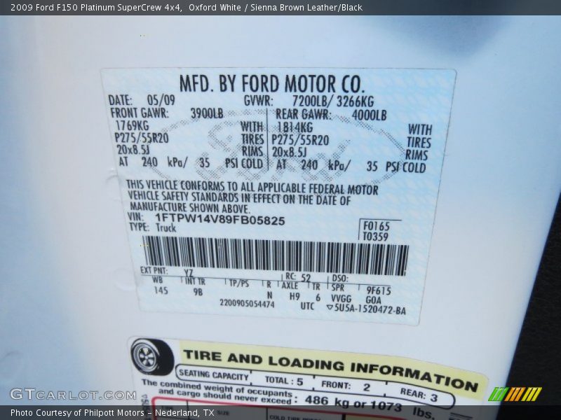 Oxford White / Sienna Brown Leather/Black 2009 Ford F150 Platinum SuperCrew 4x4