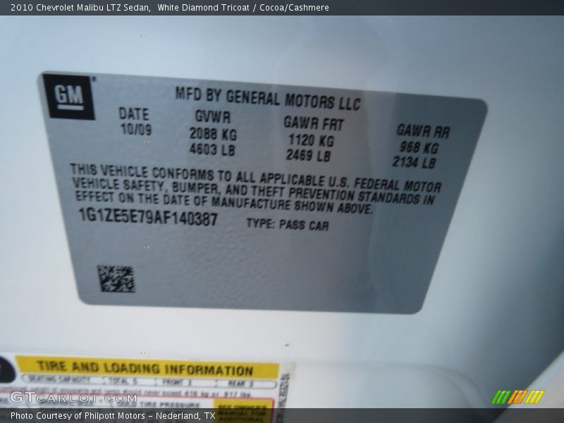 White Diamond Tricoat / Cocoa/Cashmere 2010 Chevrolet Malibu LTZ Sedan