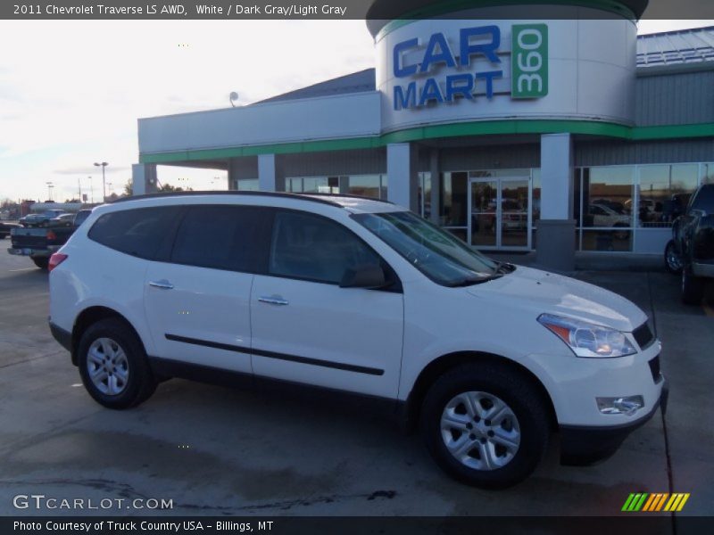 White / Dark Gray/Light Gray 2011 Chevrolet Traverse LS AWD