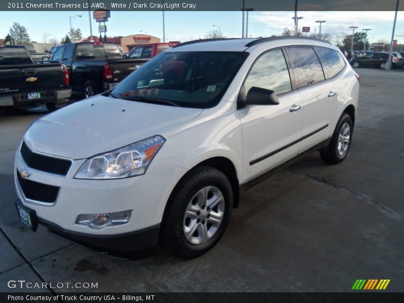 White / Dark Gray/Light Gray 2011 Chevrolet Traverse LS AWD