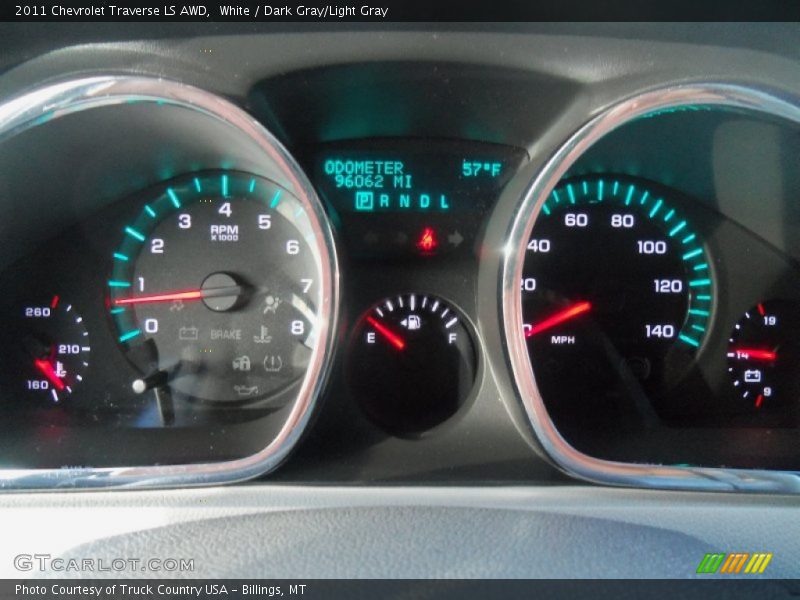 White / Dark Gray/Light Gray 2011 Chevrolet Traverse LS AWD