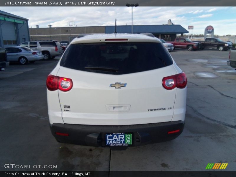 White / Dark Gray/Light Gray 2011 Chevrolet Traverse LS AWD