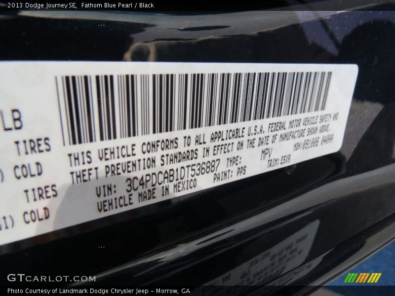 Fathom Blue Pearl / Black 2013 Dodge Journey SE