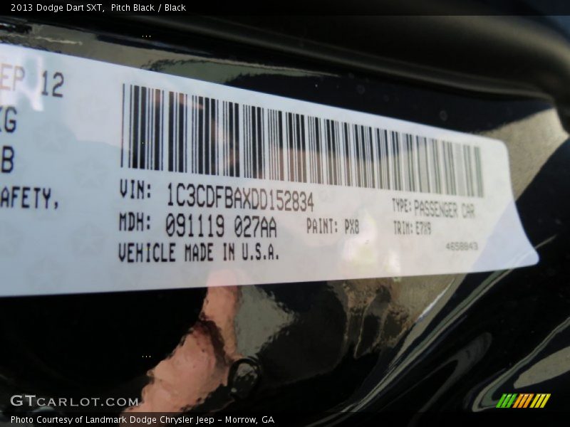 Pitch Black / Black 2013 Dodge Dart SXT