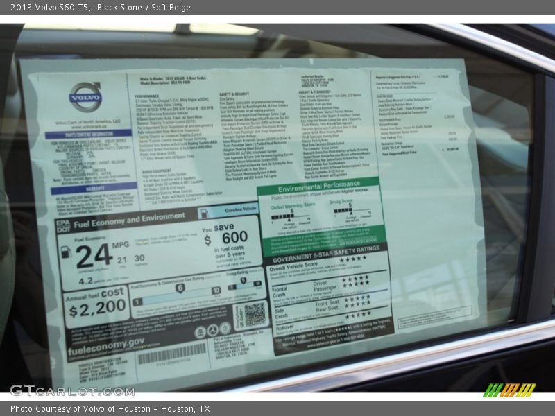 Black Stone / Soft Beige 2013 Volvo S60 T5