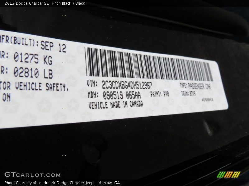 Pitch Black / Black 2013 Dodge Charger SE