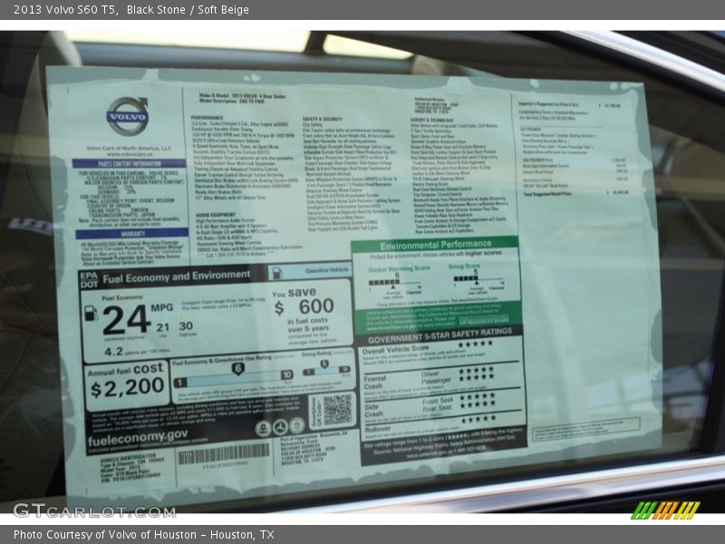 Black Stone / Soft Beige 2013 Volvo S60 T5