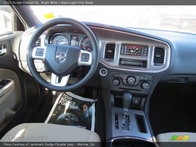 Bright White / Black/Light Frost Beige 2013 Dodge Charger SE