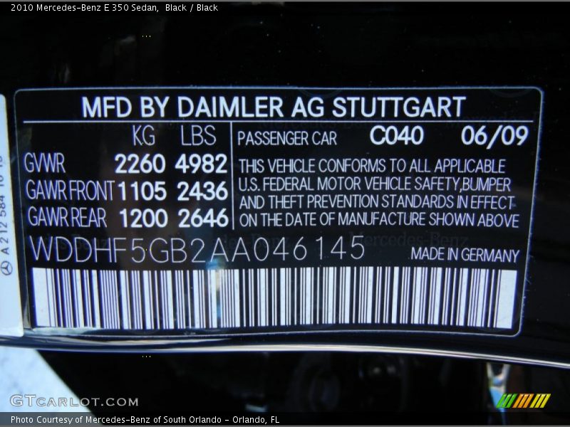 Black / Black 2010 Mercedes-Benz E 350 Sedan