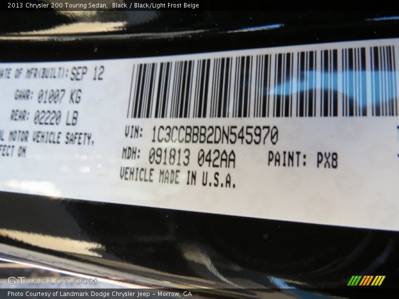 Black / Black/Light Frost Beige 2013 Chrysler 200 Touring Sedan
