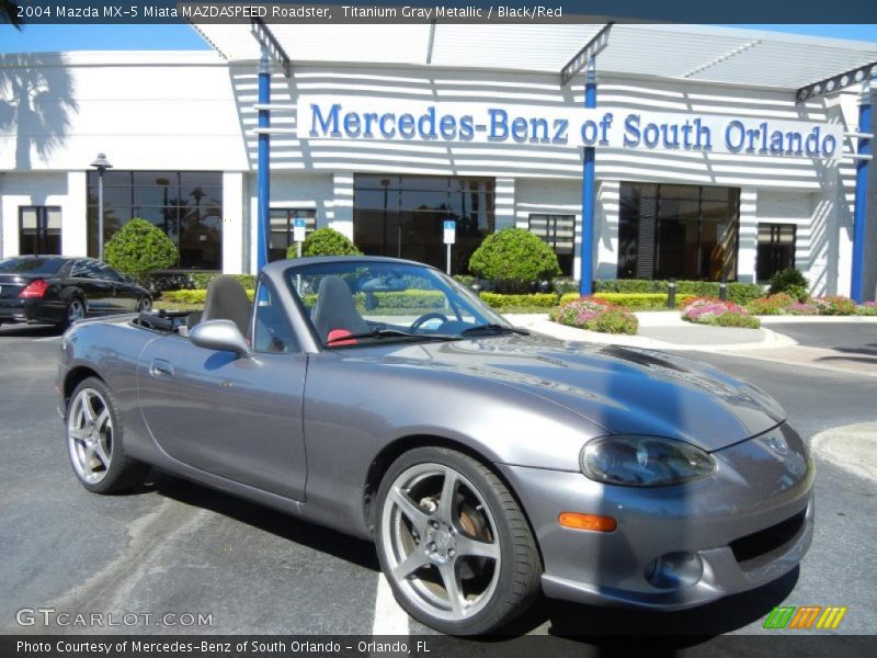 Titanium Gray Metallic / Black/Red 2004 Mazda MX-5 Miata MAZDASPEED Roadster