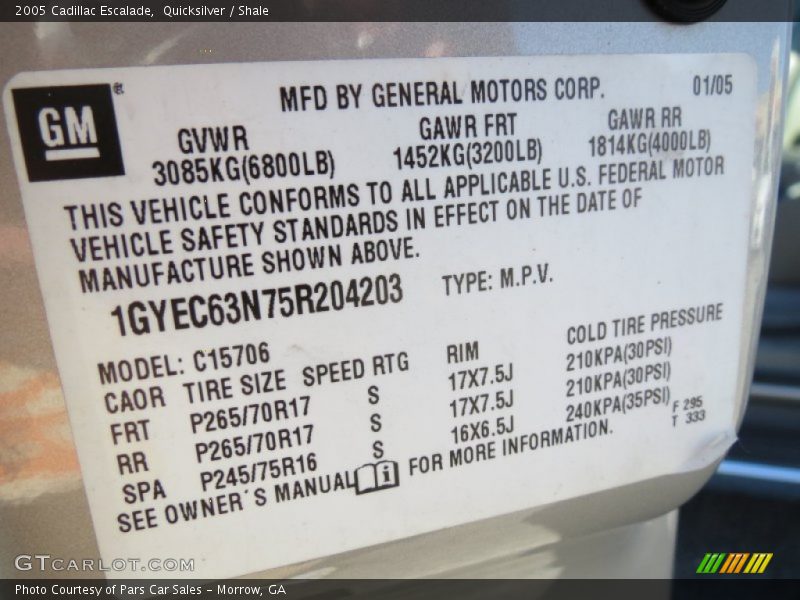 Quicksilver / Shale 2005 Cadillac Escalade