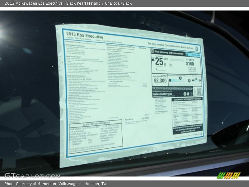 Black Pearl Metallic / Charcoal/Black 2013 Volkswagen Eos Executive