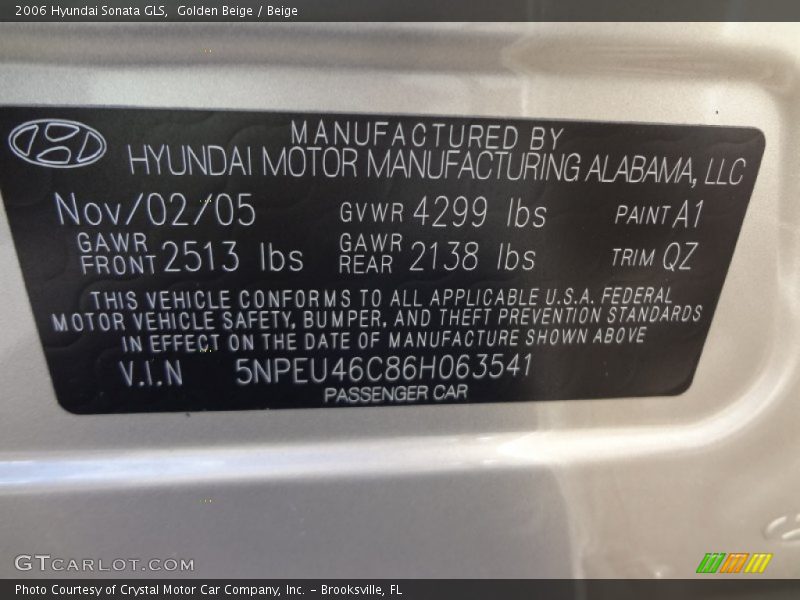 Golden Beige / Beige 2006 Hyundai Sonata GLS