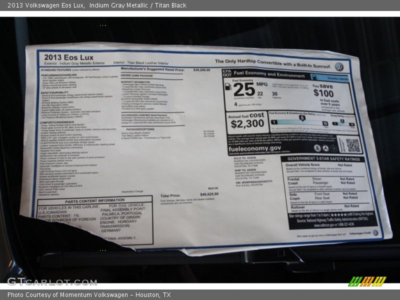 Indium Gray Metallic / Titan Black 2013 Volkswagen Eos Lux