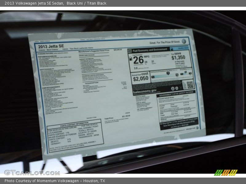 Black Uni / Titan Black 2013 Volkswagen Jetta SE Sedan