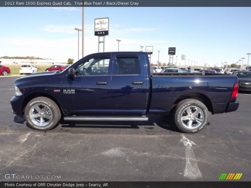 True Blue Pearl / Black/Diesel Gray 2013 Ram 1500 Express Quad Cab